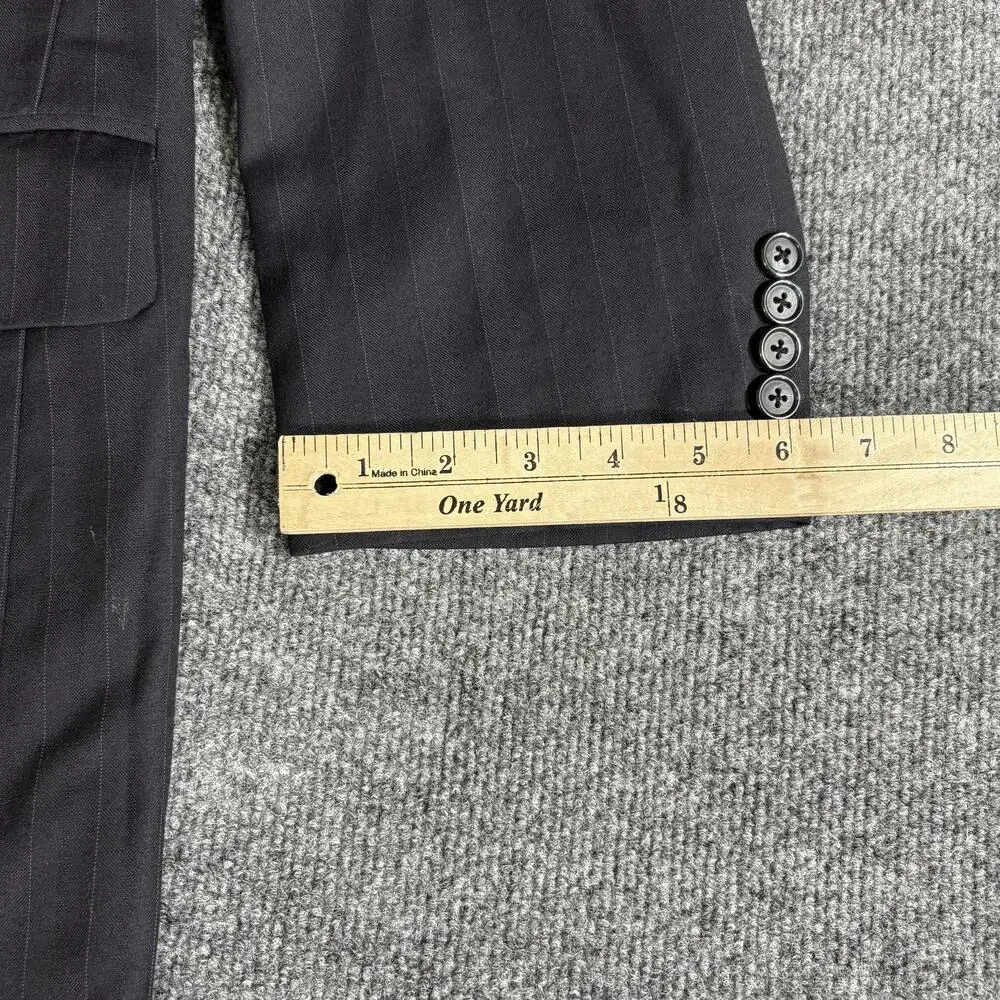 Hong Kong Grand Custom Clothes Blazer Mens 48 Charcoal Pinstripe 2 Button